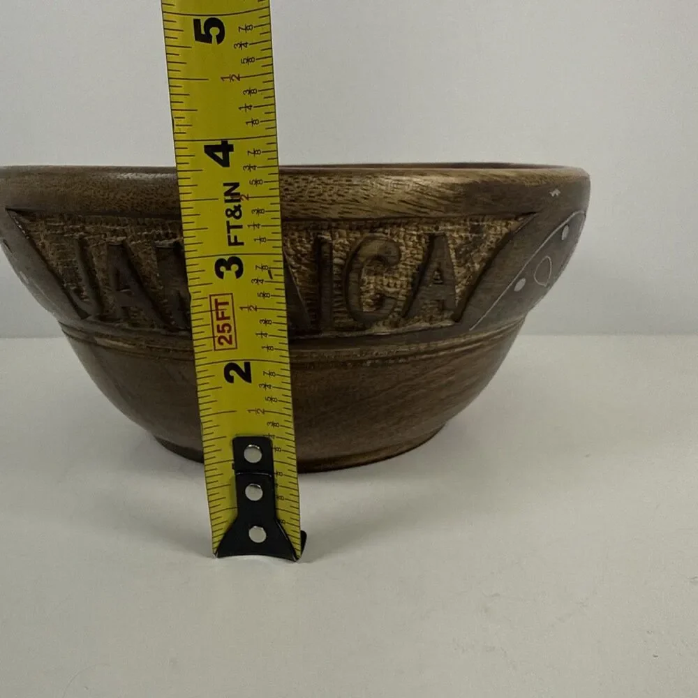 7.5” Folk Art Hand Carved Wooden Bowl - Jamaica 🇯🇲